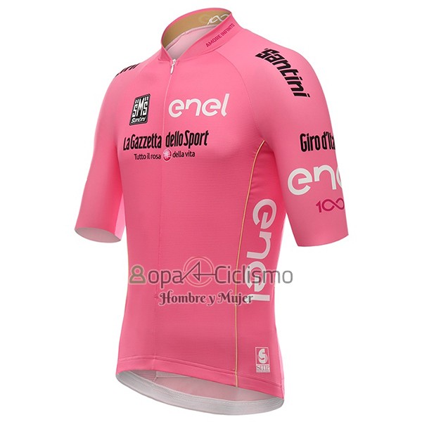 Giro d'Italia Ropa Ciclismo Culotte Corto 2017 Hombre Mangas Cortas Rosa